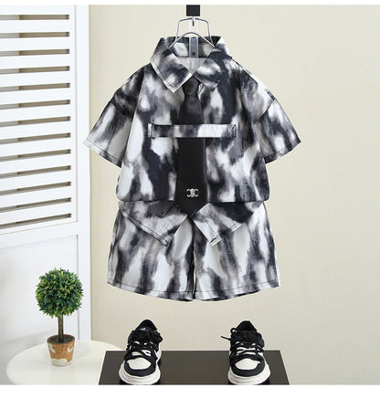 Summer Boys Clothes Suit Fashion Children's Shirt+Shorts 2Pcs/Set Toddler Wedding Party Suit Kids Vacation Outfit 2-11 Years
