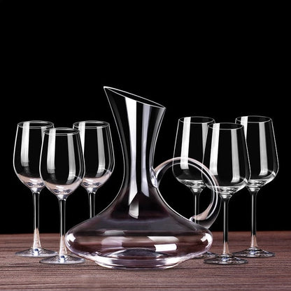 European style 7 pieces Juice/Wine Set, large crystal glass stemmed glasses, creative Juice/wine set.
