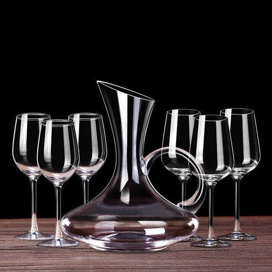 European style 7 pieces Juice/Wine Set, large crystal glass stemmed glasses, creative Juice/wine set.