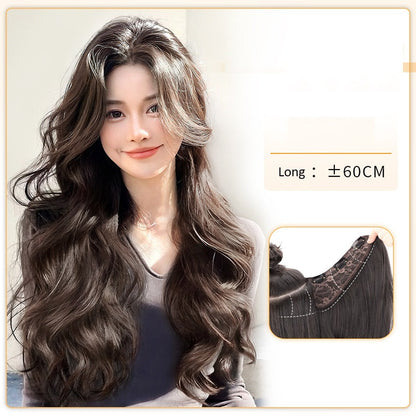 Wig piece one-piece big wave U-shaped curly hair natural fluffy hair volume wig female long hair seamless  (Available)