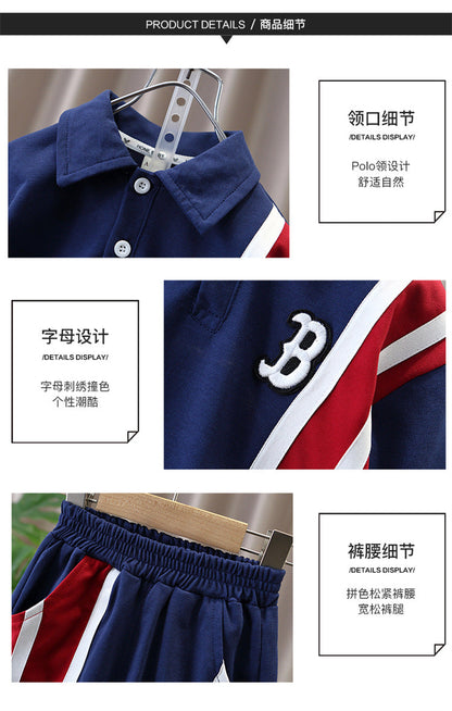 Summer Baby Boys Clothes Suits Kids Patchwork POLO Shirts and Shorts 2pcs Suit Children Short Sleeve Tracksuits Boys Sports Set