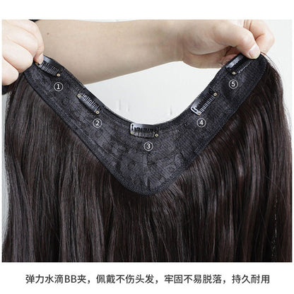 Wig piece one-piece big wave U-shaped curly hair natural fluffy hair volume wig female long hair seamless  (Available)