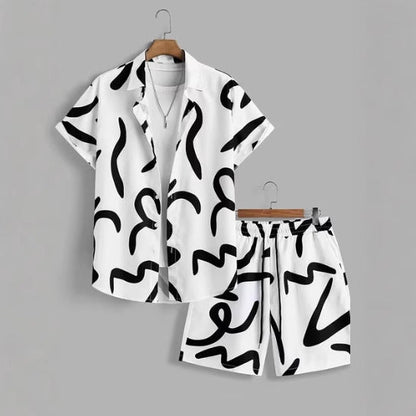 Short Sleeve Men's Summer Loose Foreign Trade Cross-border Casual Hawaiian Floral Beach Shirt Shorts