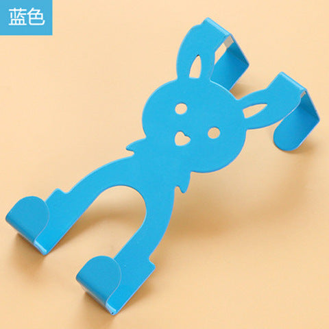 Traceless Cartoon Rabbit Hooks Bedroom Kitchen Door Hooks Clothes Bag Coat Dual Hanger Organizer Hanging Sundries Pothookesline