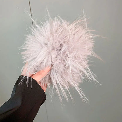 Large Feather Hair Rope Women Lady Elegant Black White Feather Elastic Hair Band Winter Headwear Fluffy Hair Scrunchy Hair Ring