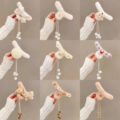 Hair Claw Headwear Women Fashion Faux Fur Hair Clip Acrylic Large Hair Claw Korea For Girl Winter Crab Barrette Hair Accessories