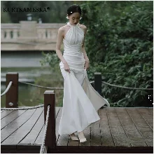 Elegant High Collar Evening Prom Bridesmaid Banquet Party Ball Dress Gown Short Sleeve Flower Embroidery Appliques Formal Dress