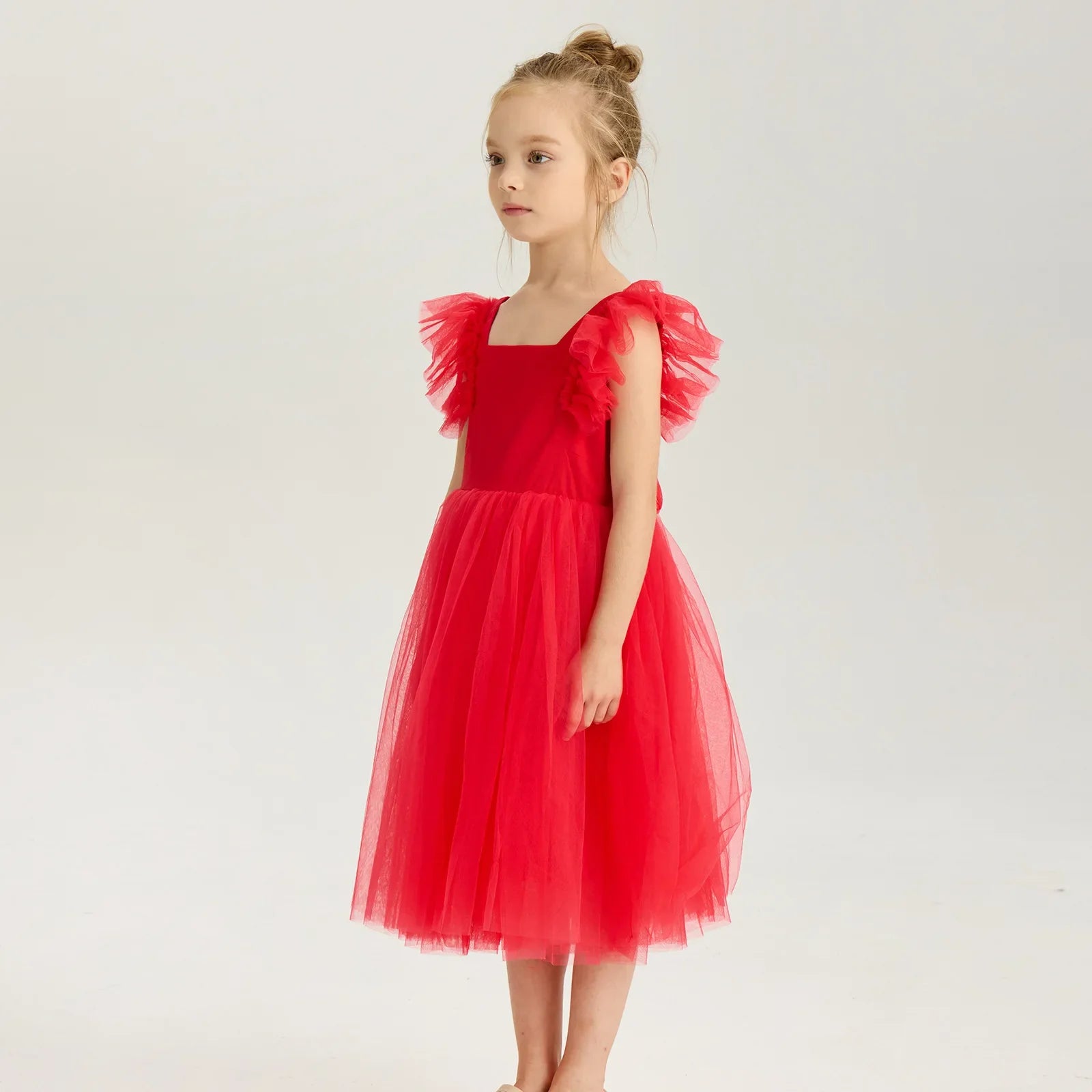 New Little Girls Party Dress for Princess Dress Solid Child Clothes Flower Girl Birthday Princess Dress for Kids
