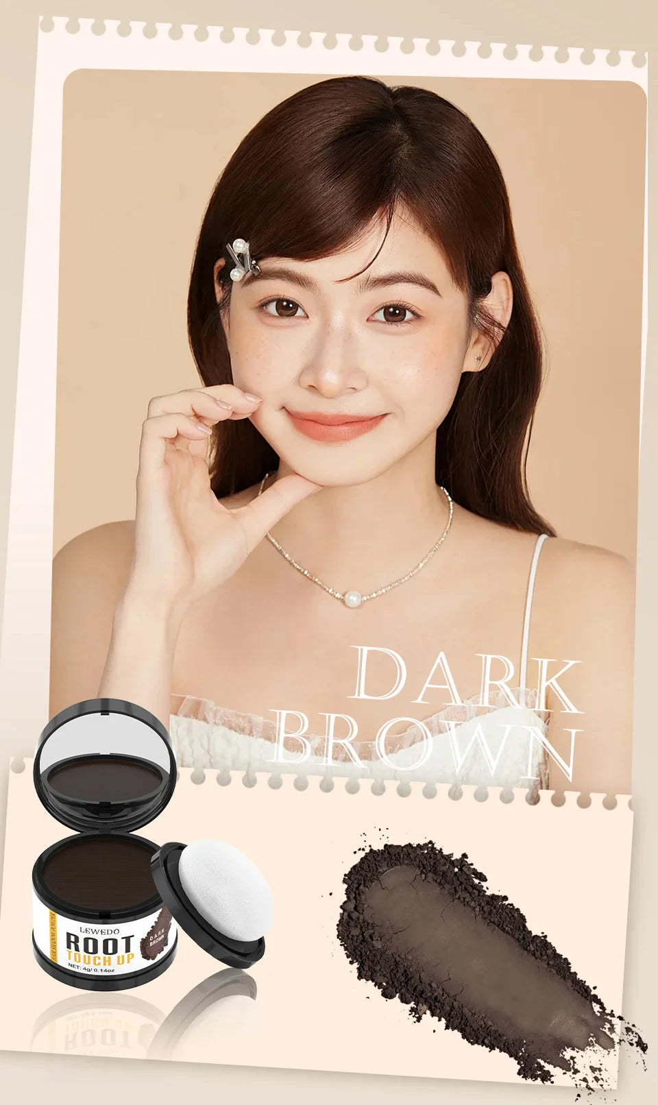 Lewedo Hair Line Powder 4g Black Root Cover Up Natural Instant Waterproof Hairline Shadow Powder Hair Concealer Coverage
