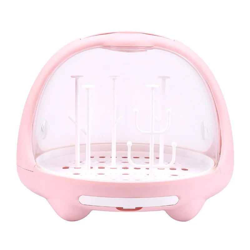 Baby Feeding Bottle Drying Rack Baby Bottle Holder Storage Box with Anti-dust Cover Dustproof Nursing Tableware Container