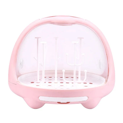 Baby Feeding Bottle Drying Rack Baby Bottle Holder Storage Box with Anti-dust Cover Dustproof Nursing Tableware Container