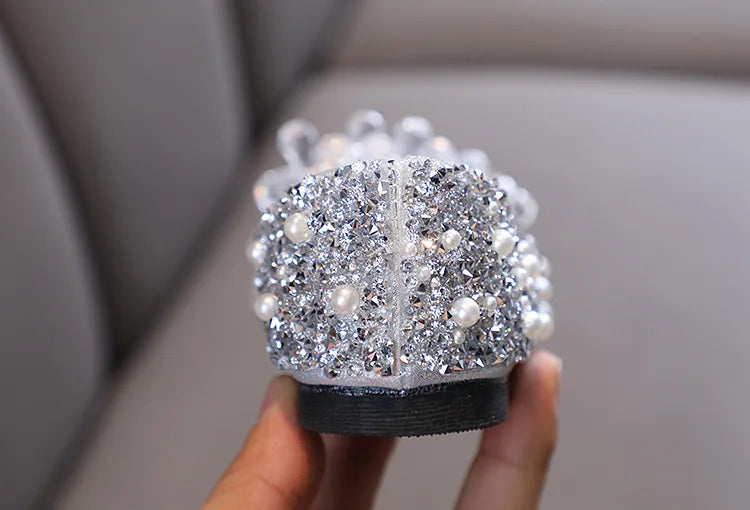 Kids Girl Shoes New Girls Princess Shoes Fashion Children Sequins Bling Bow Shoe Kid Rhinestone Non-slip Flat Shoe