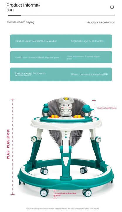 Lazychild Baby Walker 8-gear Adjustable Multi-function Anti-O-leg Anti-rollover Folding Baby Starting Car 5-18 Months Hot New