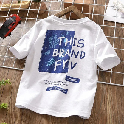 New Children's Cool Loose Fit Sportswear Korean Edition Baby Short Sleeve T-shirt 2 Pieces