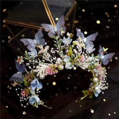 Creative Forest Garland Headdress Butterfly Floral Crown Wedding Head Princess Headband