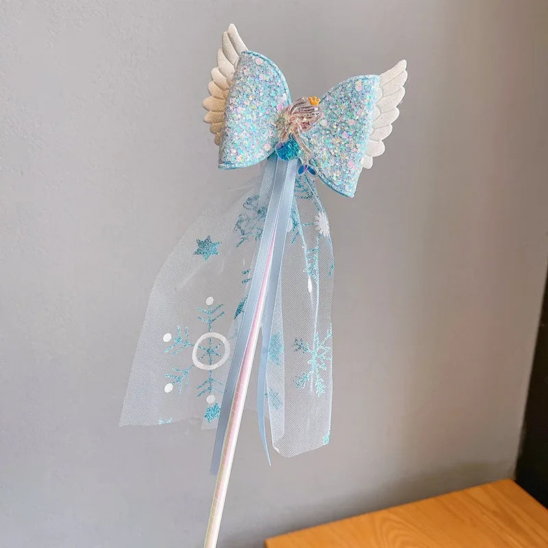 Baby Girls Pink Butterfly Fairy Magic Wand Toddler Snowflake Princess Cos Props Mermaid Cos Crown Photography Props