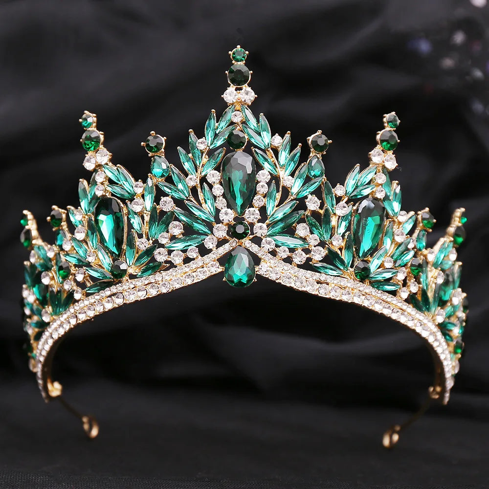Luxury Big Water Drop Crystal Opal Tiara For Women Girls Wedding Bridal Birthday Party Crown Hair Dress Accessory