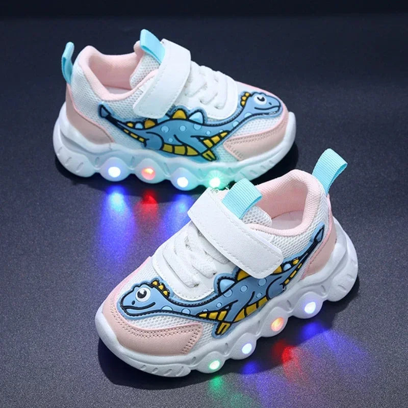 Children Cute Cartoon Boys Casual Sneaker for Children Shoes Girl Mesh Breathable Lighting Shoes Baby Illuminated Shoe