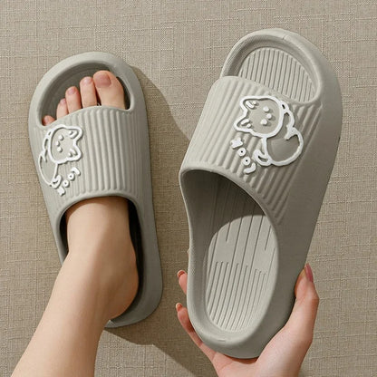 Summer Slippers Bathroom Platform Non-Slip Home Bear Cartoon Flip Flops Beach  Sandals Slides Indoor Outdoor
