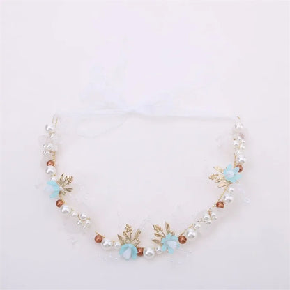 Elegant Girls Headband Lmitated Pearl Hair Headdress Baby Girls Flower Wreath Bride Garland Head Hoop Wedding Headbands Hair