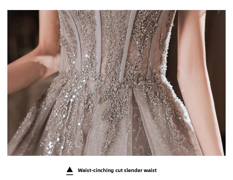 Banquet Evening Dress for Women New Style Spring and Summer One Shoulder Elegant Annual Meeting Host Fairy Style Birthday Dress