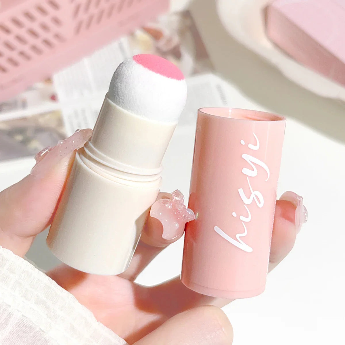 Soft Fog Blush Stick - Energetic and Bouncy, Korean Style, Brightening, Dual-Use for Lips and Cheeks