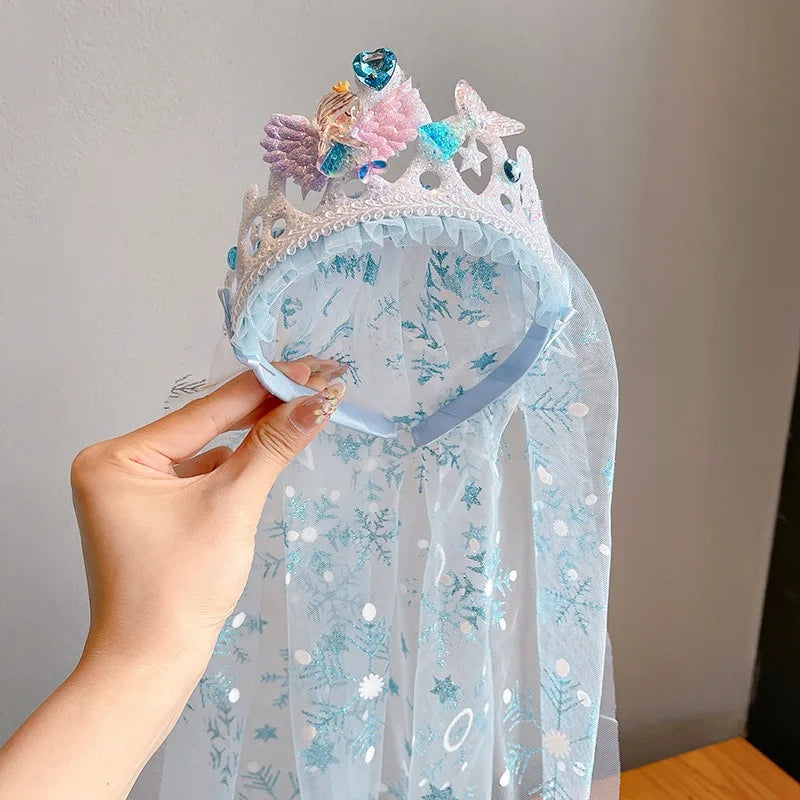 Baby Girls Pink Butterfly Fairy Magic Wand Toddler Snowflake Princess Cos Props Mermaid Cos Crown Photography Props