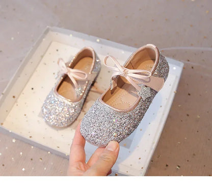 Girls Princess Shoes Round Toes Sweet Bows