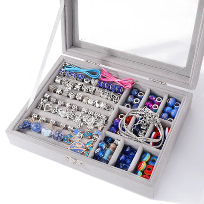 Kid Girl Crystal Beaded Jewelry Making Accessories Set With Jewelry Box DIY Bracelet Necklace Girl Gift