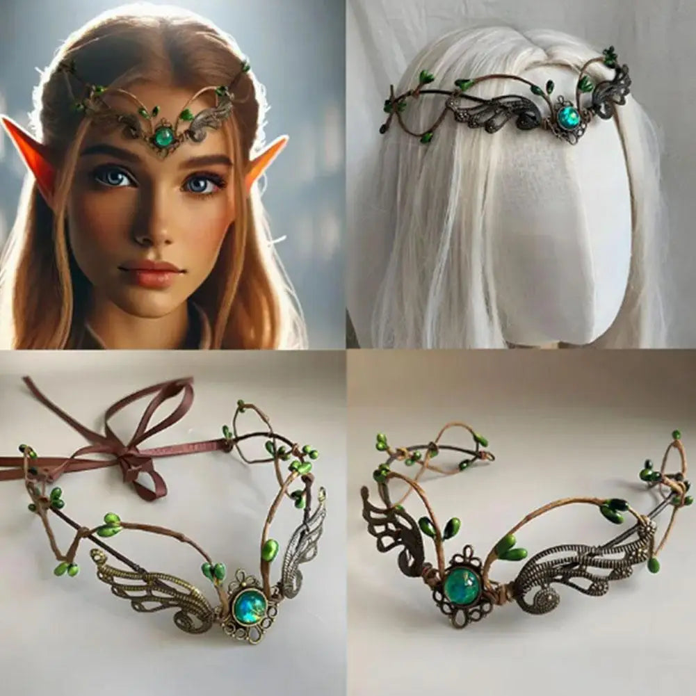 Elven Crown Elf Tiara Vine Headpiece Fairy Witch Diadema Crown Gothic Headband Woodland Dress Bridal Wedding Hair Accessories