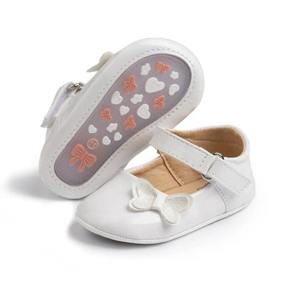 Meckior Baby Girl Shoes Newborn PU Leather Bowknot Dress Infants Shoes Rubber Non-Slip Toddler First Walker Baby Shoes Girls