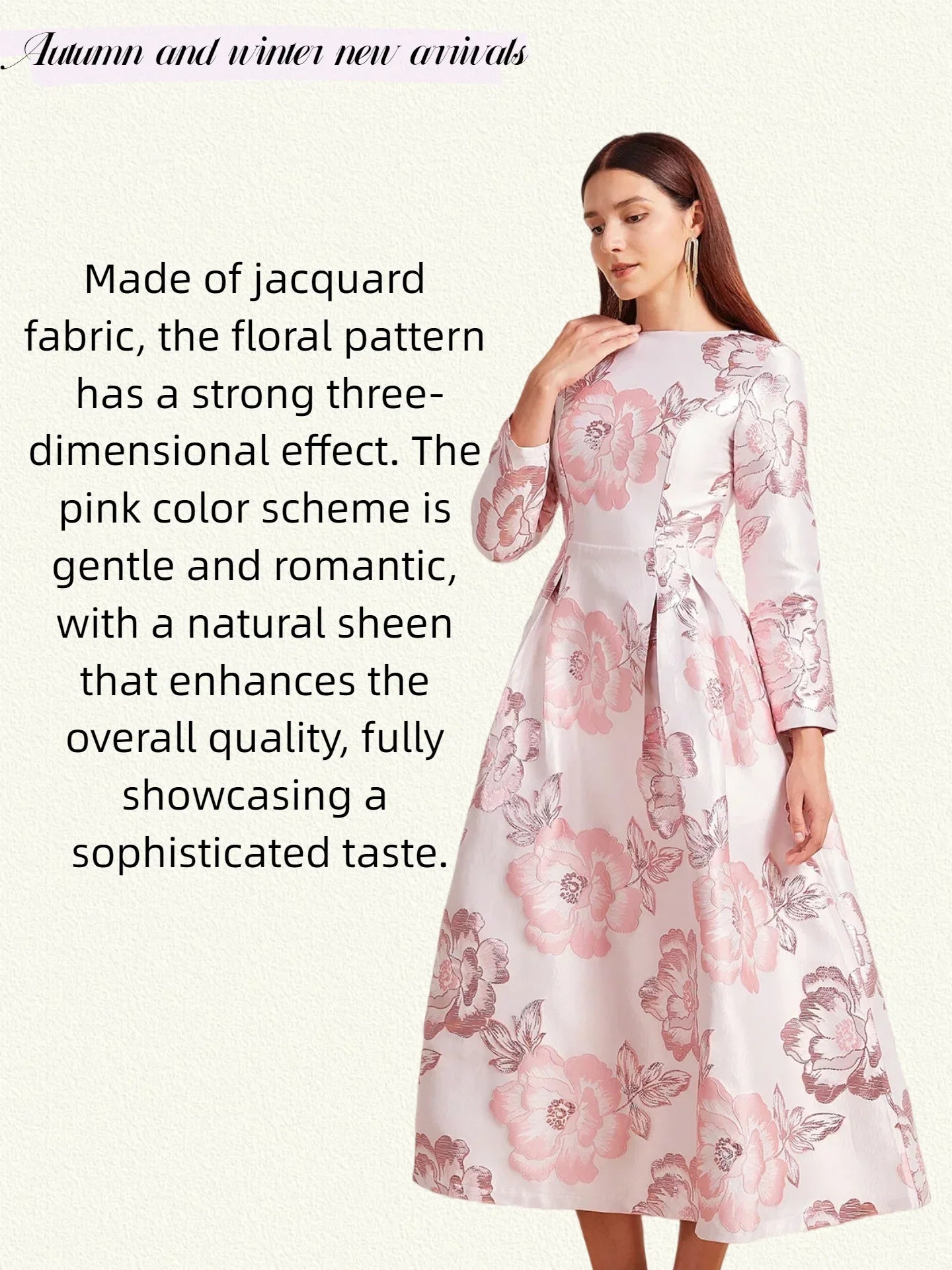 Autumn-Winter New Luxury Elegant Pink Party Banquet Evening Gown for Wedding Guest Dresses