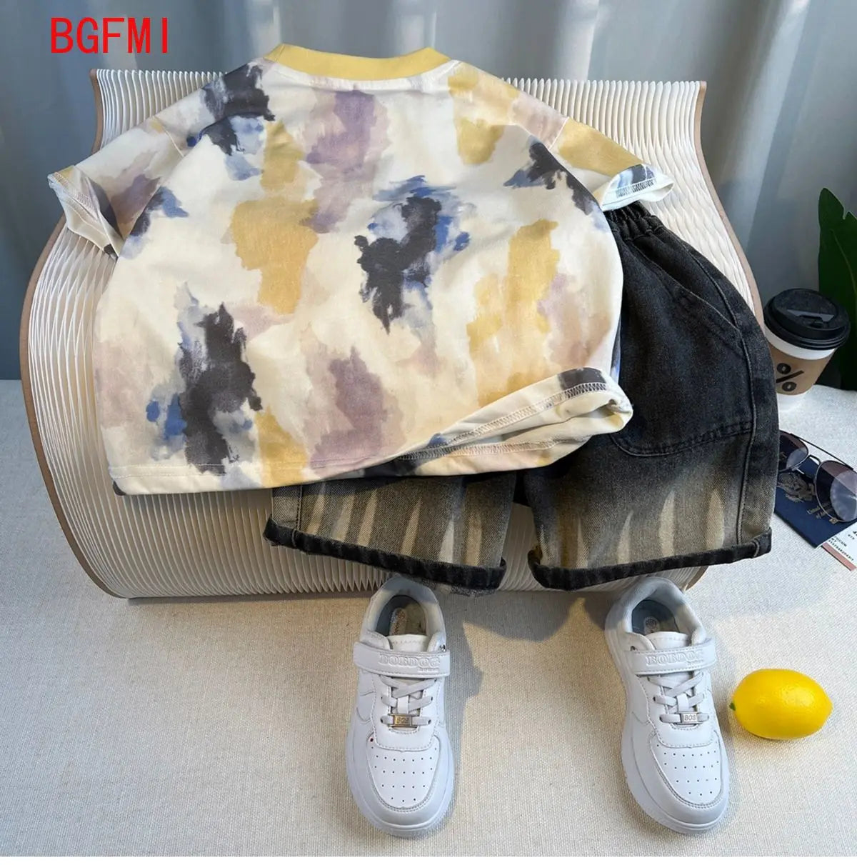 Korean Children's Summer Clothes Kids Set Outfits Boys 2025 Handsome Sleeveless&Short Sleeved T-shirt Denim Shorts 2-piece Set