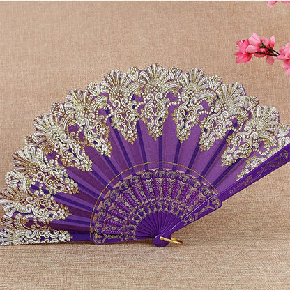 Wedding,Dance,Handheld,Folding Fan,Plastic Fan,Chinese Style,Art Craft