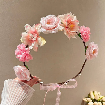 Bohemia Style Bride Garland Simulation Flower Hair Ornaments Simulation Wreath Thai Adjustable Seaside Vacation Headdress Party