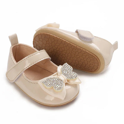 Spring and Autumn Bow Mary Jane Princess Shoes  Baby Girl Rubber Bottom Anti slip Sneaker