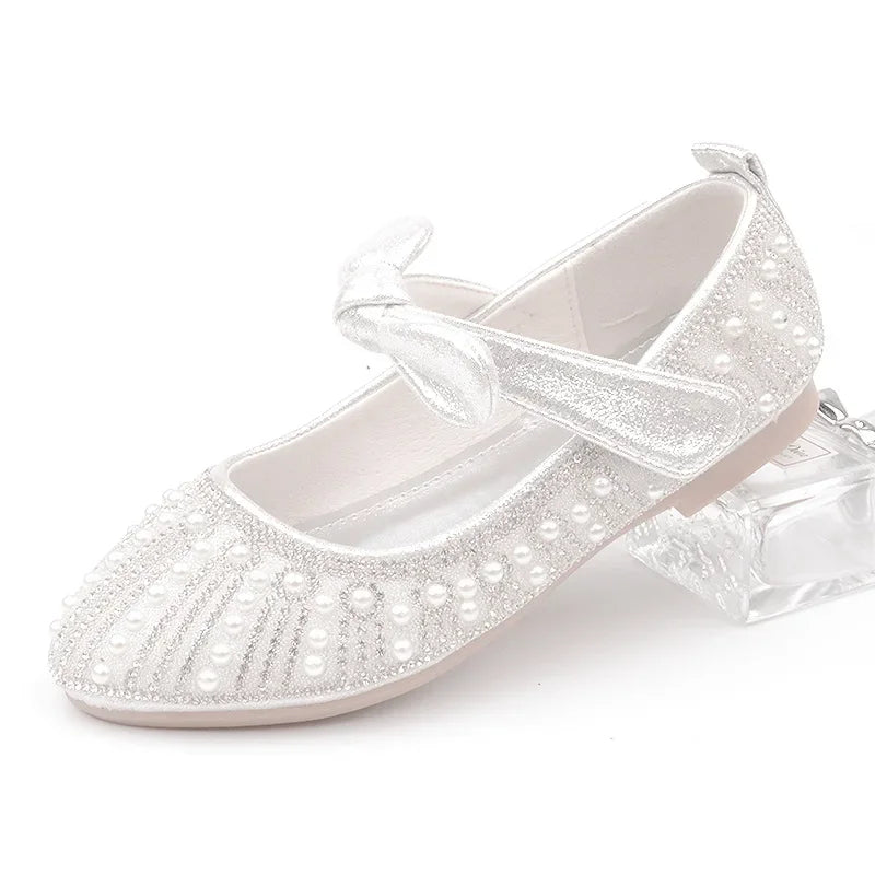 Girls Shoes Striped Bowtie Princess Shoes Kids Leather Shoes Big Girls Flats Children Single Shoes Fasion Soft Sole Toddlers