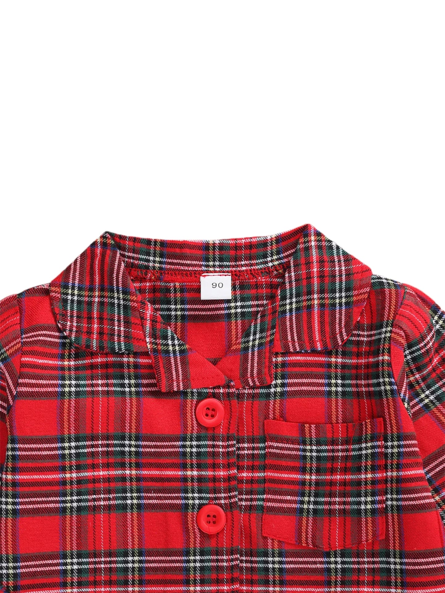 Girls Boys Plaid Homewear Set Long Sleeve Single Breasted Lapel Shirt Elastic Waist Long Pants Kids Autumn Pajamas Outfits