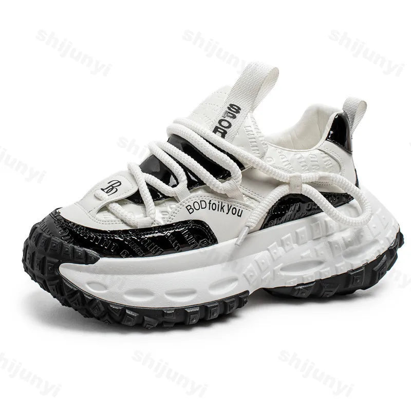 New Thick Soled Height Increasing Men's Casual Shoes 2025 Spring Color Blocked Comfortable Fashion Trend Low Cut Chunky sneakers   (Available)