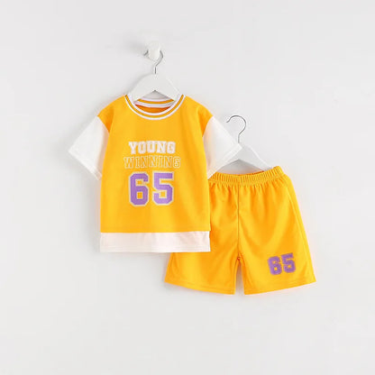 Boys Clothes Sets Summer Breathable Tracksuit Fashion Children's Sports Two Piece Set T-shirt + Shorts Suits