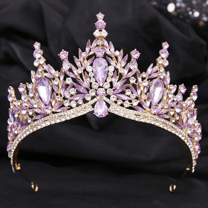 Luxury Big Water Drop Crystal Opal Tiara For Women Girls Wedding Bridal Birthday Party Crown Hair Dress Accessory