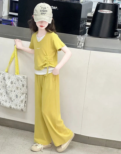 Child Summer Outfit Clothes for Teens Elementary Kids Girl Set Sweatshirt Korean Reviews Many Girls Student Suit 11