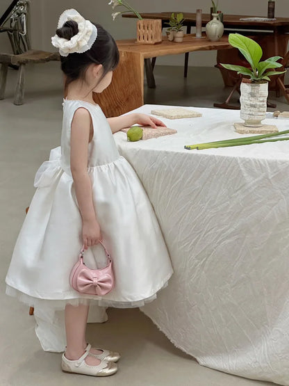 Kids Girls Cute Bowknot Handbag Fashion Crossbody Bag Detachable Strap Mini Shoulder Bag for Children Stylish Purse