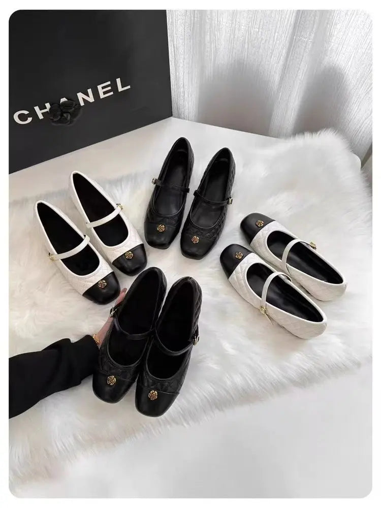 Spring and Autumn temperament commuting shallow mouth single shoe square toe Mary Zhen single shoe women