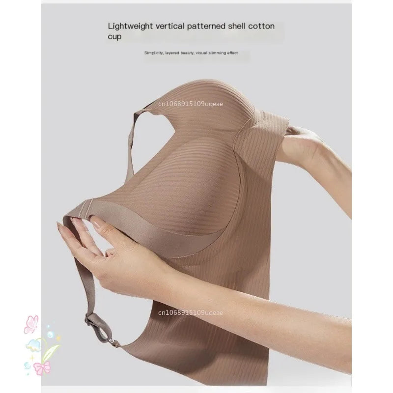 Women Widened Lifting Non Slip Shoulder Strap Bra Simple and Casual No Trace Beautiful Back Full Cup Size Adjustable Underwear