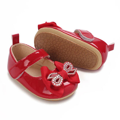 Spring and Autumn Bow Mary Jane Princess Shoes  Baby Girl Rubber Bottom Anti slip Sneaker