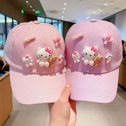 New Sanrio Animation Hello Kitty Travel Cap Spring and Autumn Girls Outdoor Versatile Baseball Cap Sun Protection Visor Hat