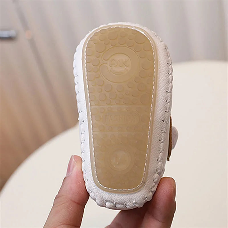 Baby Girls Synthetic Leather Flat Shoes Spring Autumn Anti-Slip Sole Cartoon Infant Shoes