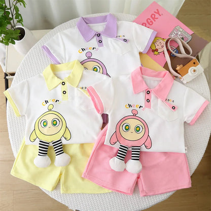 Summer Clothes for Children Baby Girls Cartoon T-Shirt And Shorts 2pcs Set Kids Infant Toddler Fashion Tracksuit