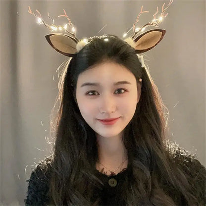 Christmas LED Light Antler Headband Cute  Christmas Party Atmosphere Decoration